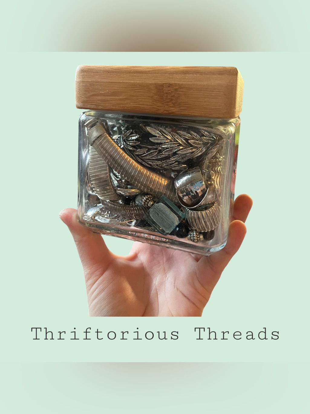 Jewelry Jar With SilverToned Jewelry